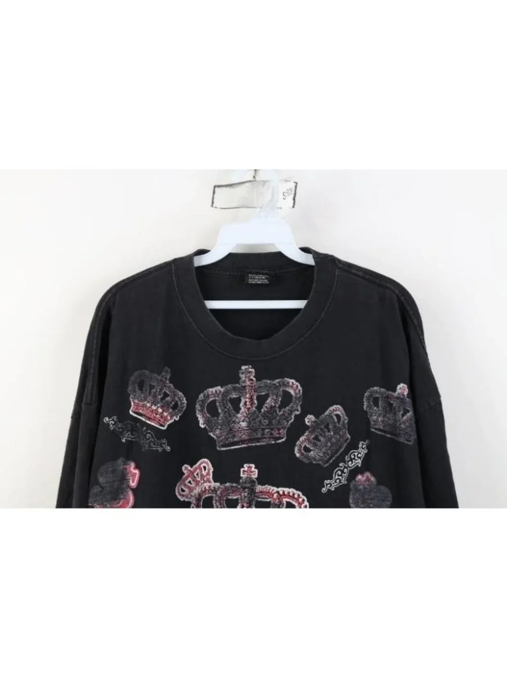 Vintage Streetwear Mens 3XL Distressed Hustla Money Tribal Crown T-Shirt Black